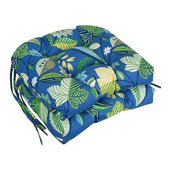 Blazing Needles,16-inch Spun Polyester Patterned Outdoor U-shaped Tufted Chair Cushion