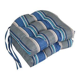 Blazing Needles,16-inch Spun Polyester Patterned Outdoor U-shaped Tufted Chair Cushion