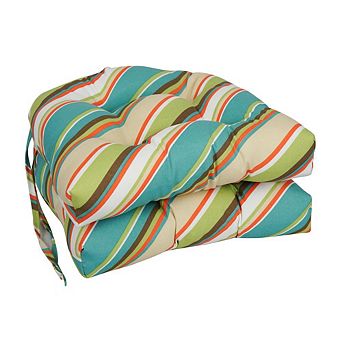 Blazing Needles,16-inch Spun Polyester Outdoor U-shaped Tufted Chair Cushion