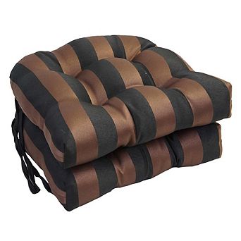 Blazing Needles,16-inch Spun Polyester Outdoor U-shaped Tufted Chair Cushion