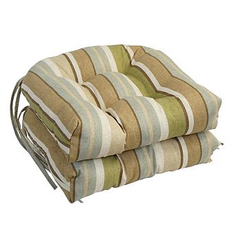 Blazing Needles,16-inch Spun Polyester Outdoor U-shaped Tufted Chair Cushion