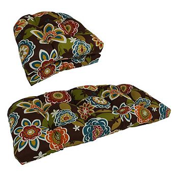 Blazing Needles,U-Shaped Spun Polyester Tufted Settee Cushion Set (Set of 3)