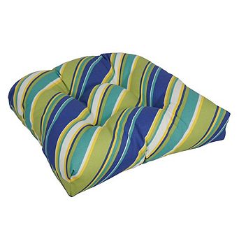 Blazing Needles,19-inch U-Shaped Spun Polyester Outdoor Tufted Dining Chair Cushion