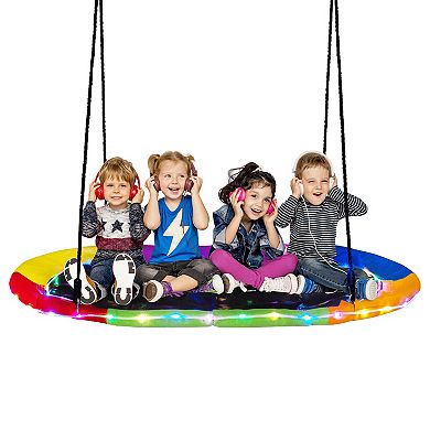 60 Inch Saucer Swing With LED Lights, 700 Lb Capacity Tree Swing