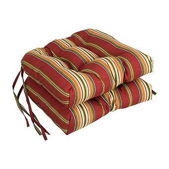 Blazing Needles,16-inch Spun Polyester Patterned Outdoor Square Tufted Chair Cushion