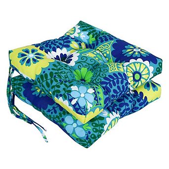 Blazing Needles,16-inch Spun Polyester Patterned Outdoor Square Tufted Chair Cushion