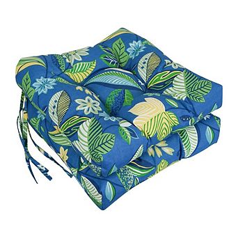 Blazing Needles,16-inch Spun Polyester Patterned Outdoor Square Tufted Chair Cushion