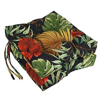 Blazing Needles,16-inch Spun Polyester Patterned Outdoor Square Tufted Chair Cushion