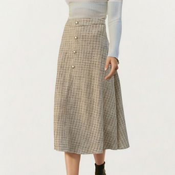 Women’s Textured A-Line Midi Skirt with Soft Woven Feel and Smooth Flowing Silhouette