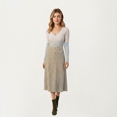 Women’s Textured A-Line Midi Skirt with Soft Woven Feel and Smooth Flowing Silhouette