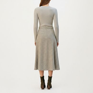 Women’s Textured A-Line Midi Skirt with Soft Woven Feel and Smooth Flowing Silhouette