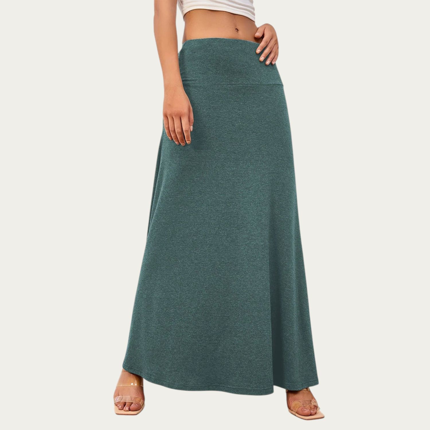 EEVEE Women's Camouflage Maxi Skirt – Fold Over Elastic Waist, Soft Flare, One Size