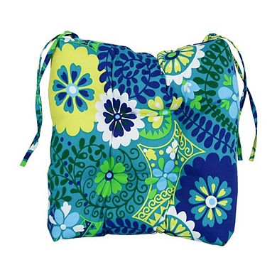 Blazing Needles,16-inch Spun Polyester Patterned Outdoor Square Tufted Chair Cushion
