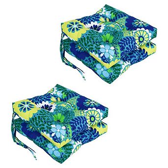 Blazing Needles,16-inch Spun Polyester Patterned Outdoor Square Tufted Chair Cushion