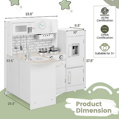 Kids Kitchen Playset Conor Kitchen Toy with Realistic Microwave and Oven Stove