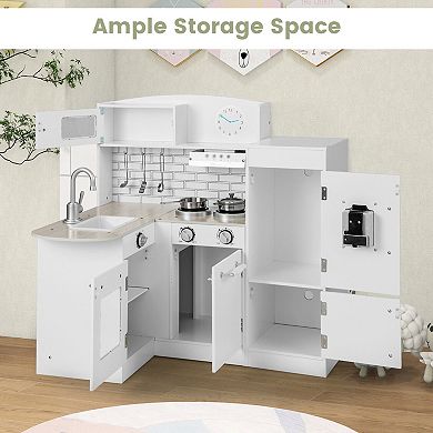 Kids Kitchen Playset Conor Kitchen Toy with Realistic Microwave and Oven Stove