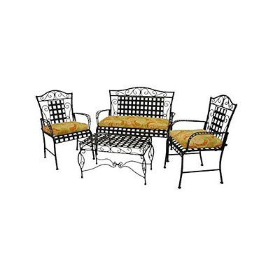 Blazing Needles,Set of Three Outdoor Spun Polyester Settee Cushion Set