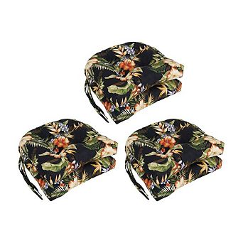 Blazing Needles,16-inch Spun Polyester Patterned Outdoor U-shaped Tufted Chair Cushion