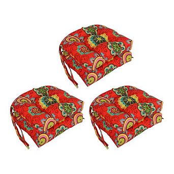 Blazing Needles,16-inch Spun Polyester Patterned Outdoor U-shaped Tufted Chair Cushion