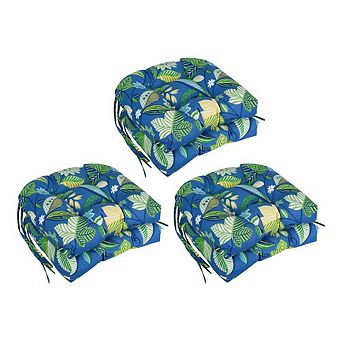 Blazing Needles,16-inch Spun Polyester Patterned Outdoor U-shaped Tufted Chair Cushion