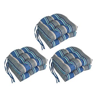 Blazing Needles,16-inch Spun Polyester Patterned Outdoor U-shaped Tufted Chair Cushion