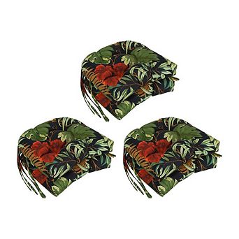 Blazing Needles,16-inch Spun Polyester Patterned Outdoor U-shaped Tufted Chair Cushion