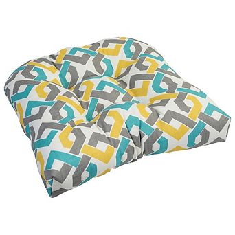 Blazing Needles,19-inch U-Shaped Spun Polyester Outdoor Tufted Dining Chair Cushion