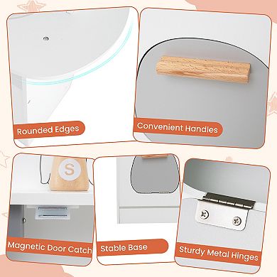 Corner Wooden Play Kitchen with Coffee Machine and Slide for Kids-White