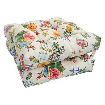Blazing Needles,16-inch Spun Polyester Outdoor Square Tufted Chair Cushion