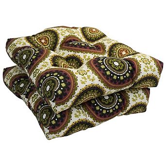 Blazing Needles,16-inch Spun Polyester Outdoor Square Tufted Chair Cushion