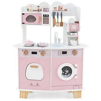 Kids Wooden Coffee Kitchen Playset with Accessories