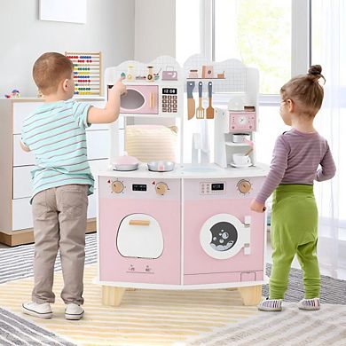 Kids Wooden Coffee Kitchen Playset with Accessories