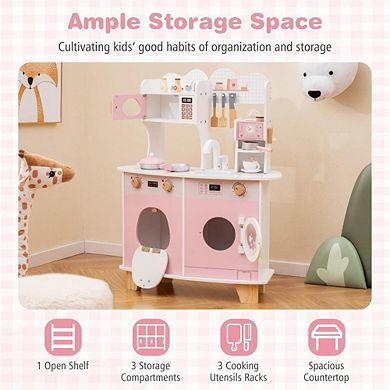 Kids Wooden Coffee Kitchen Playset with Accessories