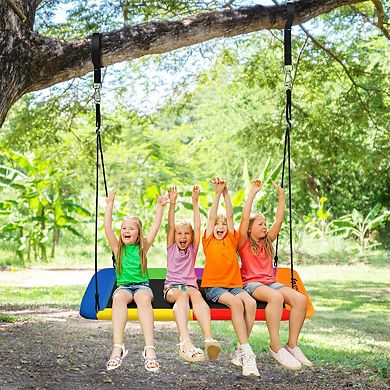 60 Inches Platform Tree Swing Outdoor with 2 Hanging Straps