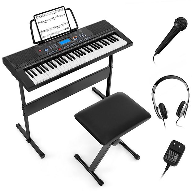 61 Key Electronic Keyboard Set with Stand, Bench and Microphone