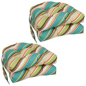 Blazing Needles,16-inch Spun Polyester Outdoor U-shaped Tufted Chair Cushion
