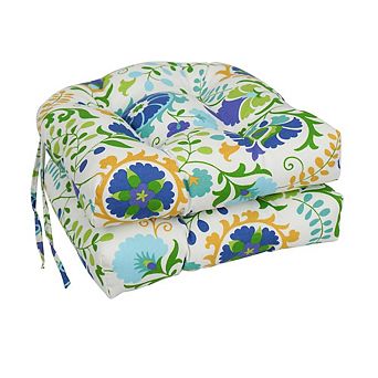 Blazing Needles,16-inch Spun Polyester Outdoor U-shaped Tufted Chair Cushion