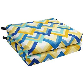 Blazing Needles,20-inch by 19-inch Patterned Outdoor Chair Cushions (Set of 2)