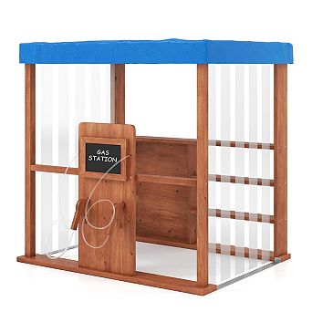 Kids Gas Station Playhouse with Gas Refueling Guns for Aged 3+