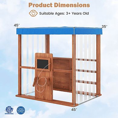 Kids Wooden Playhouse Gas Station Grocery Store With Chalkboards