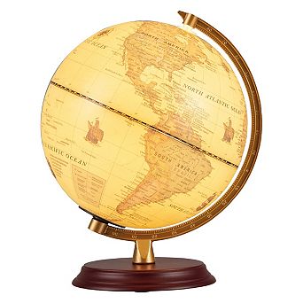 8 Inch Illuminated World Globe Night Light up Globe Lamp with Wooden Stand and HD Map