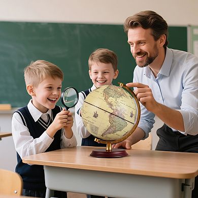 Illuminated World Globe Night Light With Wooden Stand And HD Map