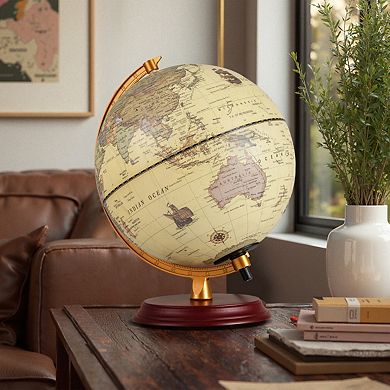 Illuminated World Globe Night Light With Wooden Stand And HD Map