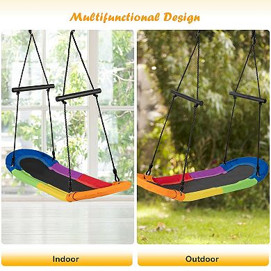 Saucer Tree Swing Surf Kids Outdoor Adjustable Oval Platform Set with Handle