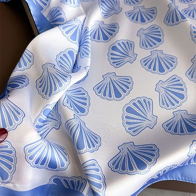 Luxury Satin Shell Print Scarf for Various Occasion 27×27 Inches