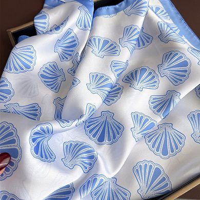 Luxury Satin Shell Print Scarf for Various Occasion 27×27 Inches