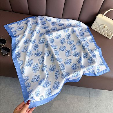 Luxury Satin Shell Print Scarf for Various Occasion 27×27 Inches