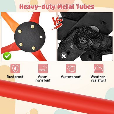 Orange Kids Climbing Dome with Slide and Cushion for Garden or Yard