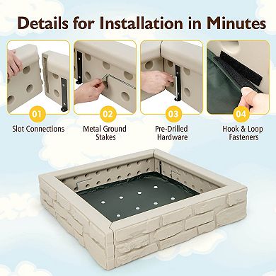 2 in 1 HDPE Kids Sandbox with Cover and Bottom Liner