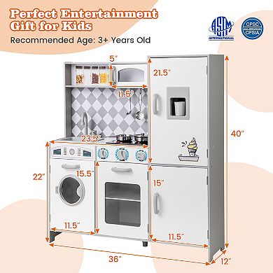 Pretend Play Kitchen for Kids Aged 3+ with Real Sounds and Lights